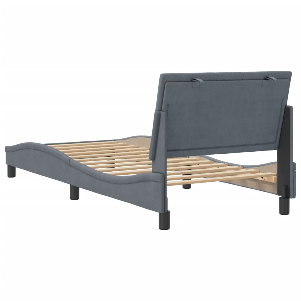 Bed Frame without Mattress Dark Grey 90x190 cm Velvet