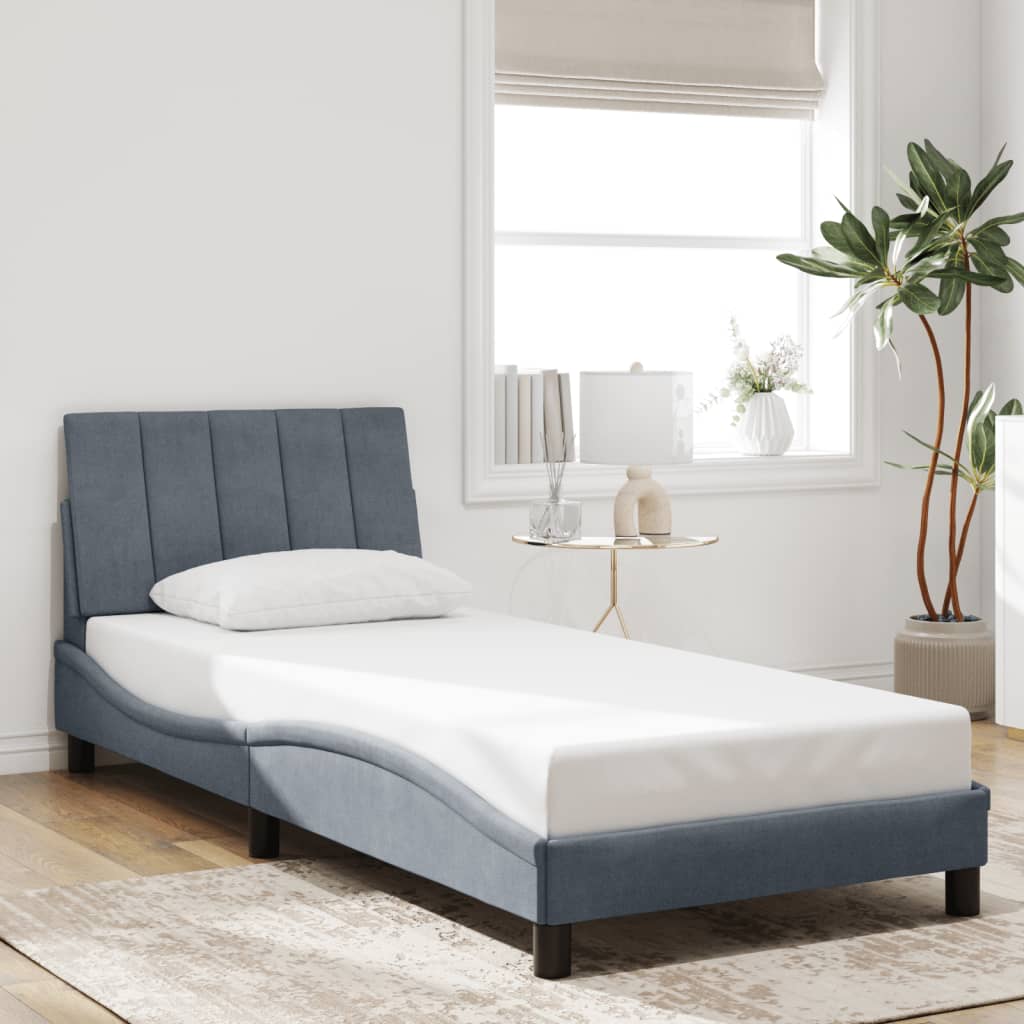 Bed Frame without Mattress Dark Grey 90x190 cm Velvet