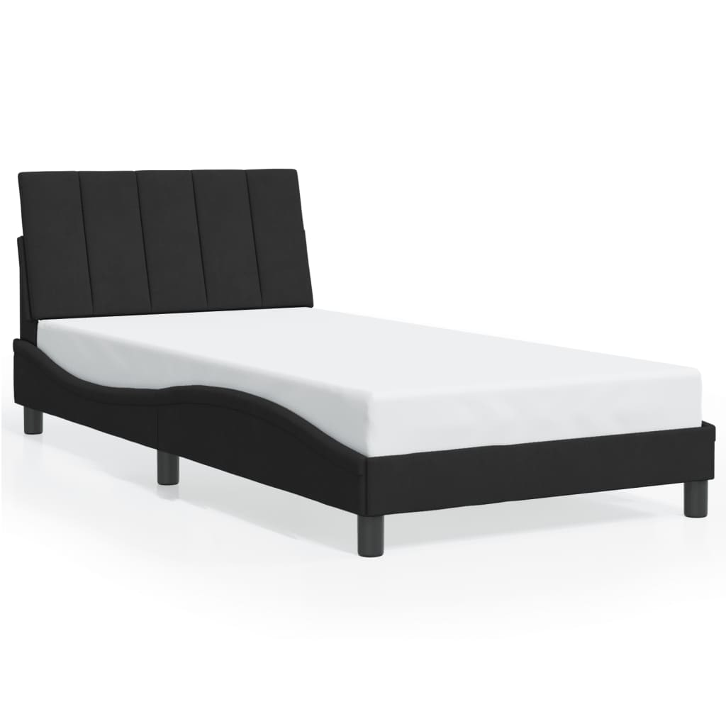 Bed Frame without Mattress Black 107x203 cm King Single Velvet