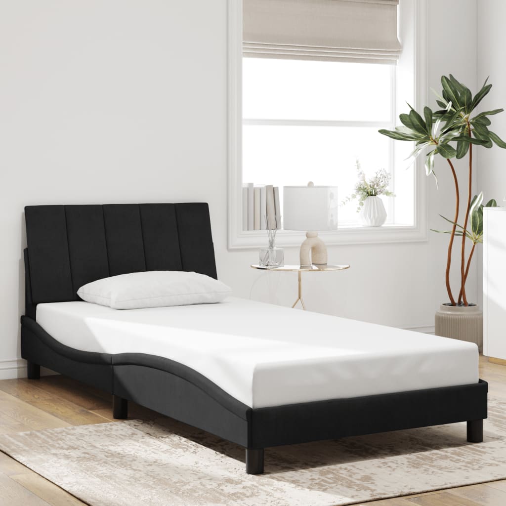 Bed Frame without Mattress Black 107x203 cm King Single Velvet