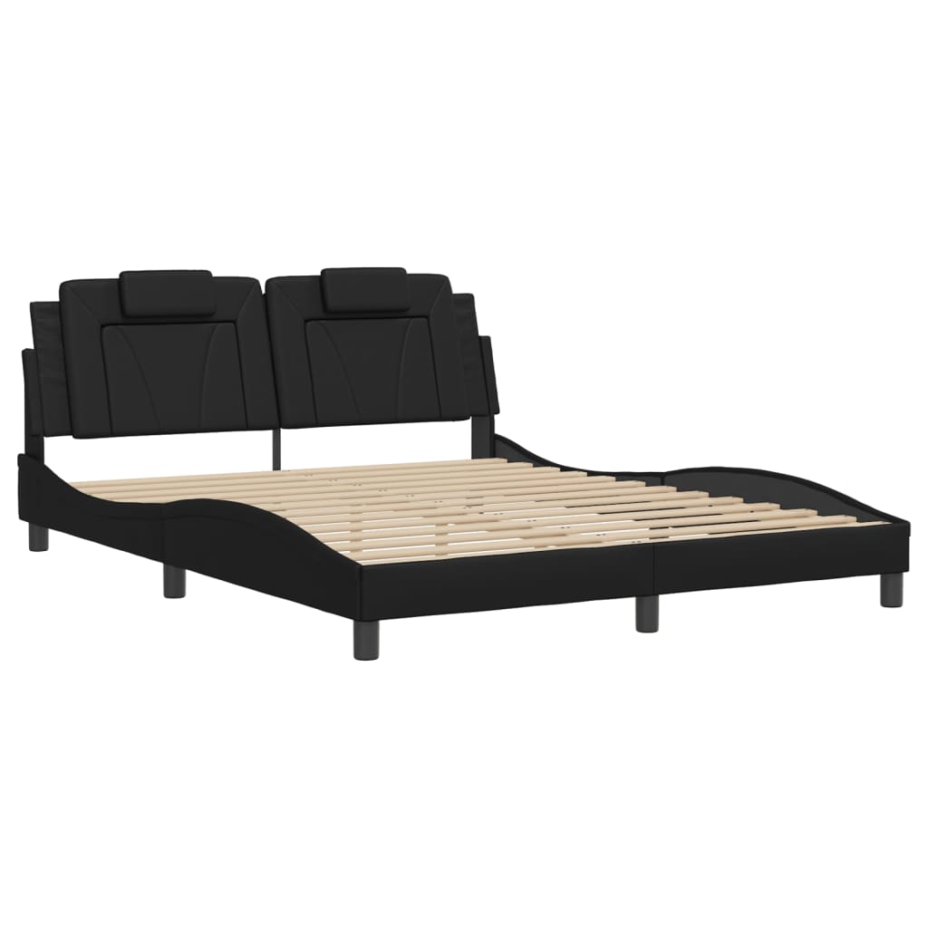 Bed Frame with LED Light Black 152x203 cm Faux Leather