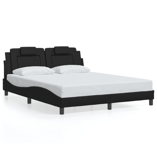 Bed Frame with LED Light Black 152x203 cm Faux Leather