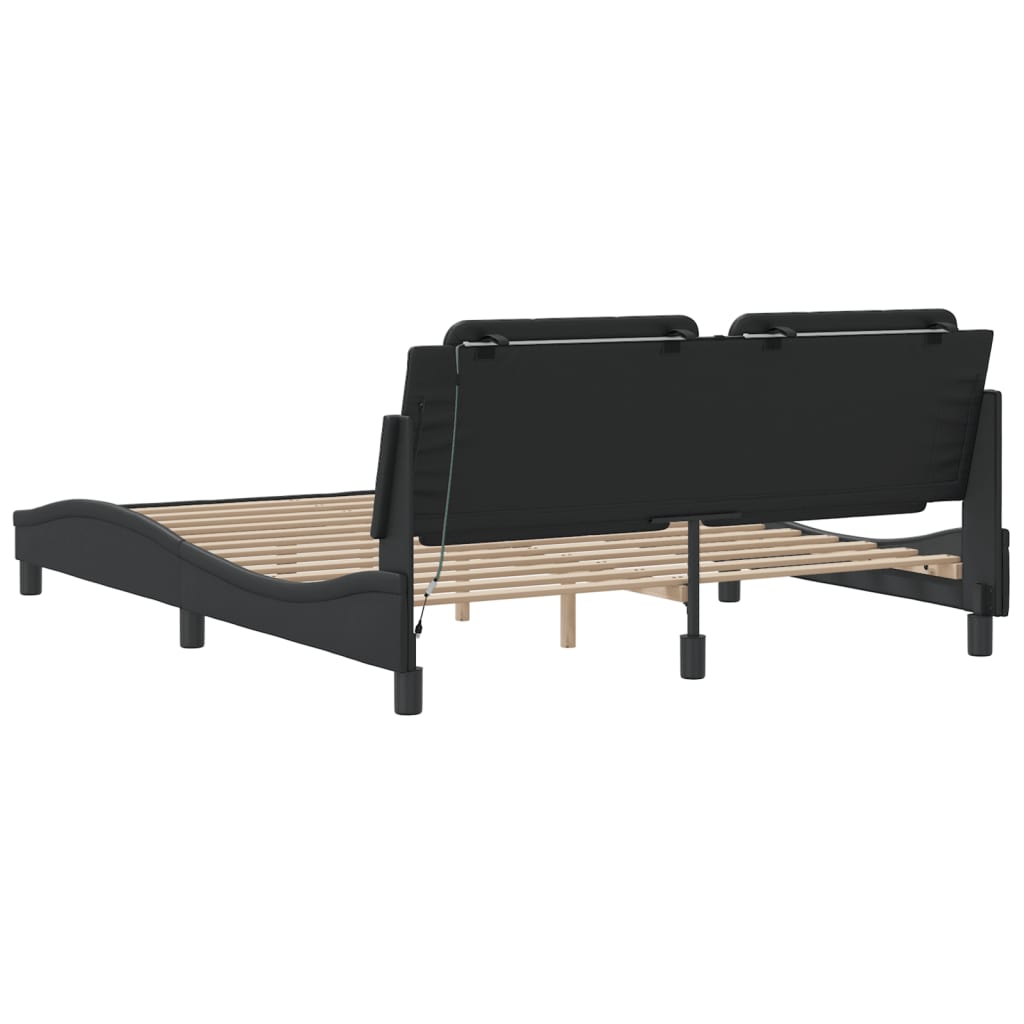 Bed Frame with LED Light Black 152x203 cm Faux Leather