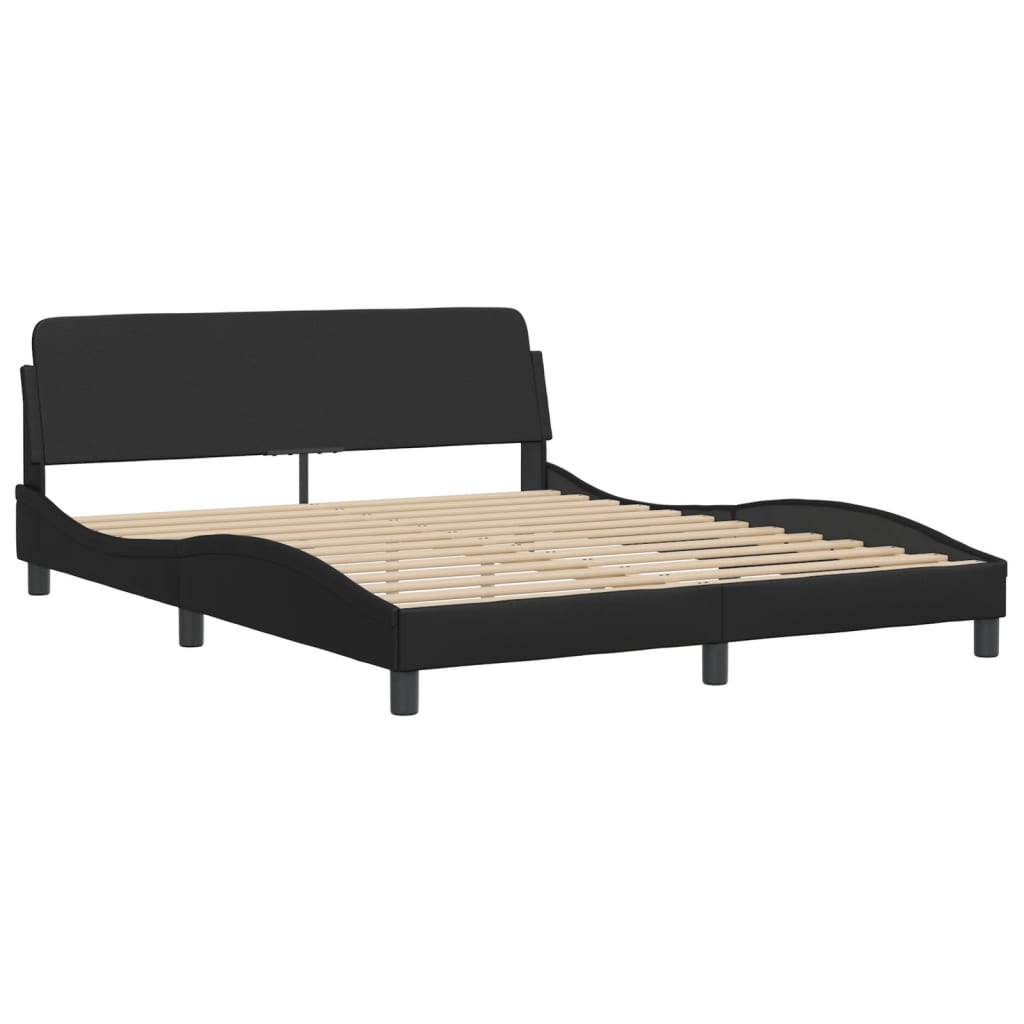 Bed Frame with LED Light Black 152x203 cm Faux Leather