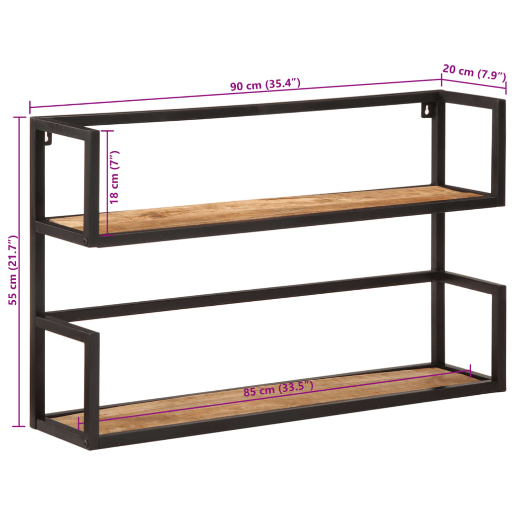 Wall Shelf 90x20x55 cm Solid Wood Mango and Iron