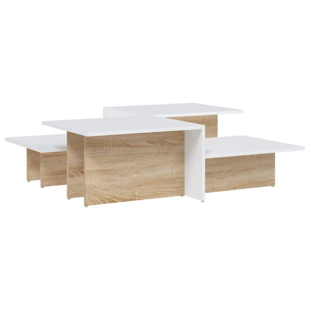 Coffee Tables 2 pcs Sonoma Oak and White Engineered Wood