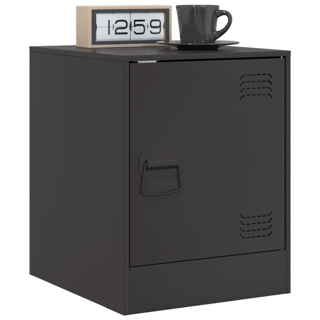 Bedside Cabinets 2pcs Black 34.5x39x44 cm Steel