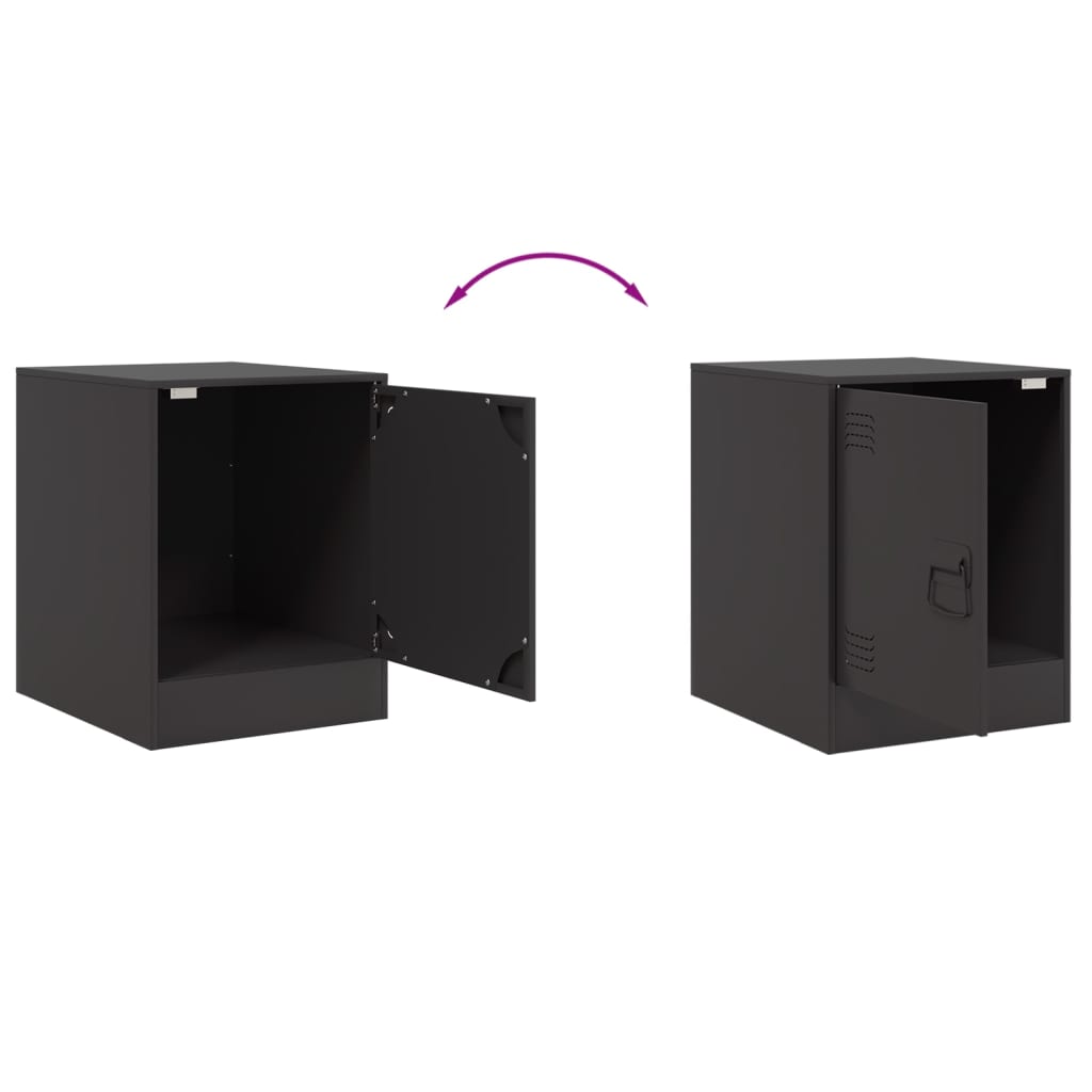 Bedside Cabinets 2pcs Black 34.5x39x44 cm Steel