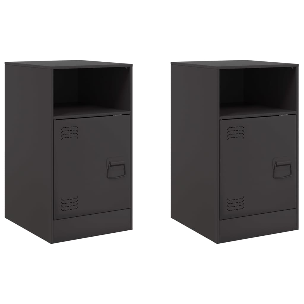 Bedside Cabinets 2 pcs Black 34.5x39x62 cm Steel