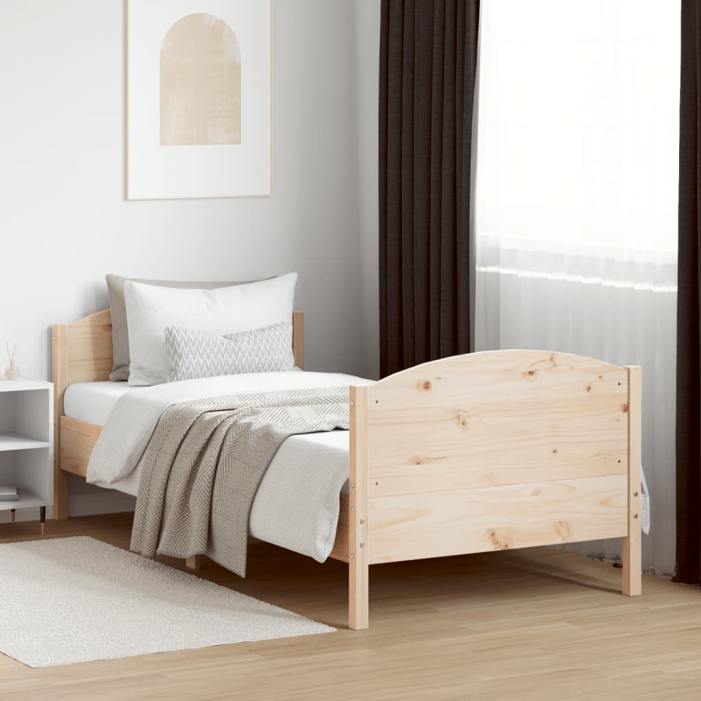 Bed Frame With Headboard Solid Wood Pine