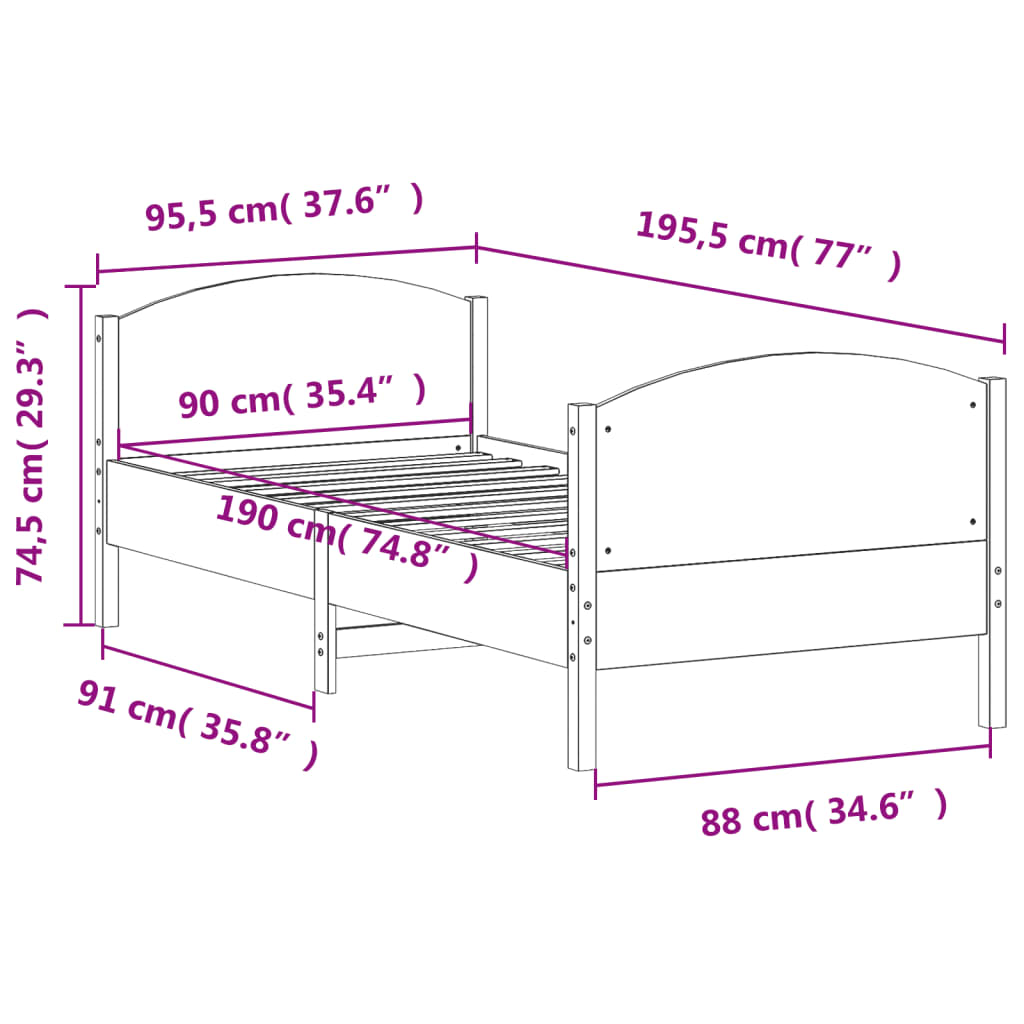 Bed Frame With Headboard Solid Wood Pine