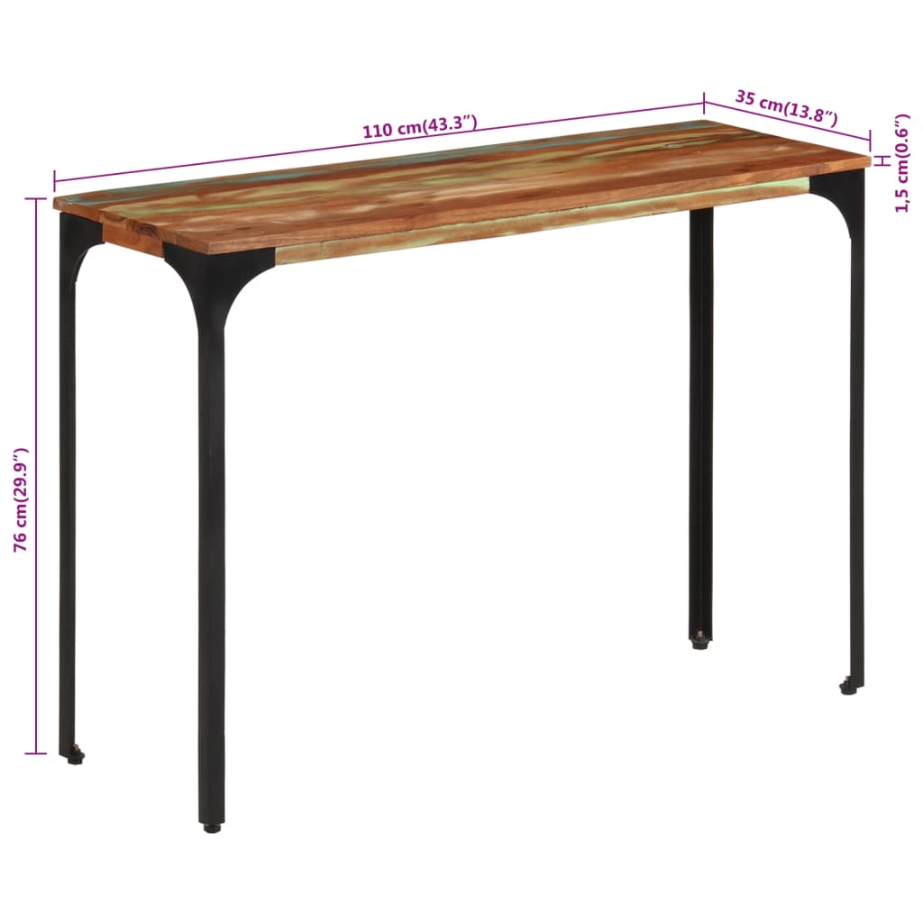 Console Table 110x35x76 cm Solid Wood Reclaimed