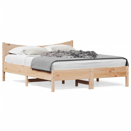 Bed Frame with Headboard 150x200 cm Solid Wood Pine