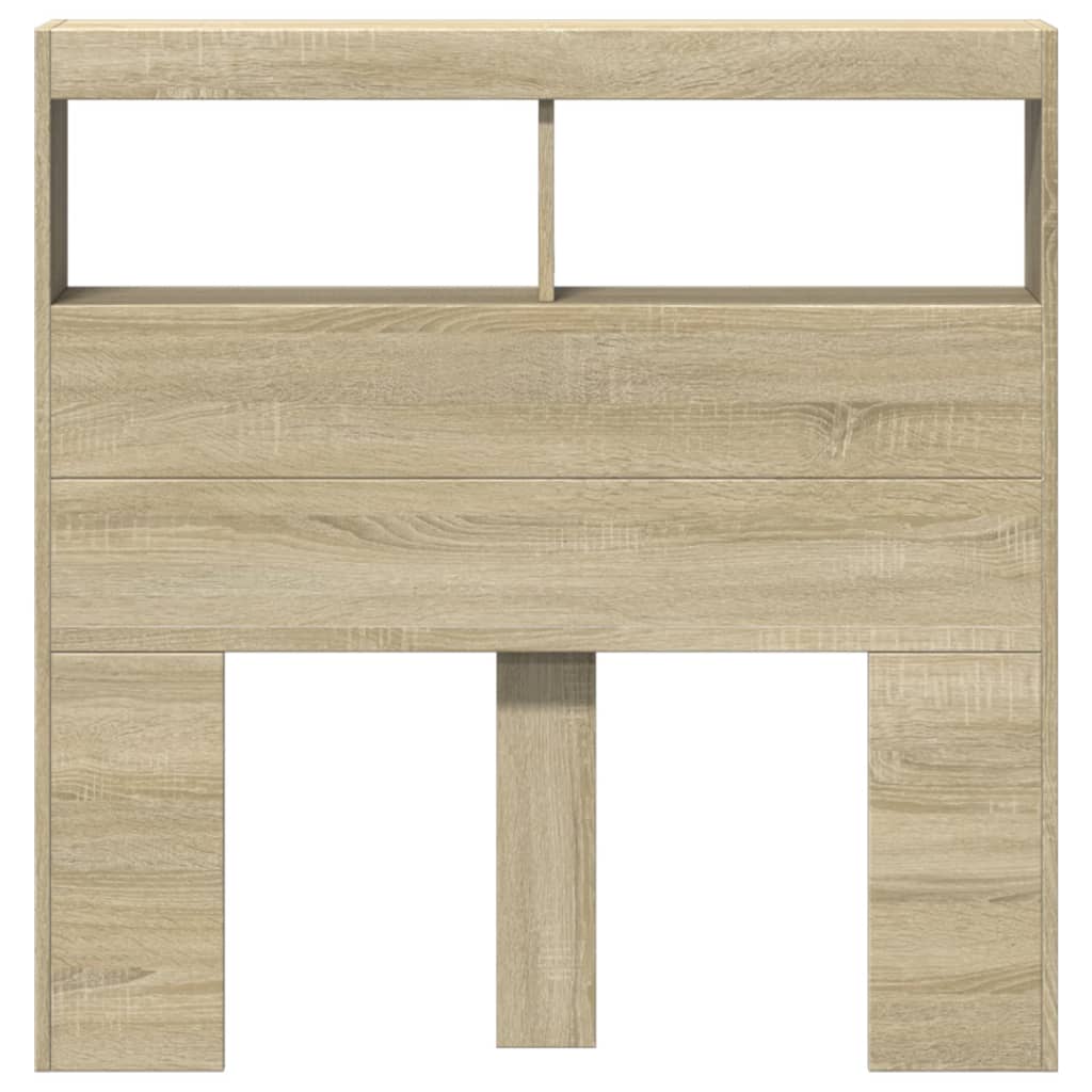 Headboard Cabinet with LED Sonoma Oak 100x17x102 cm