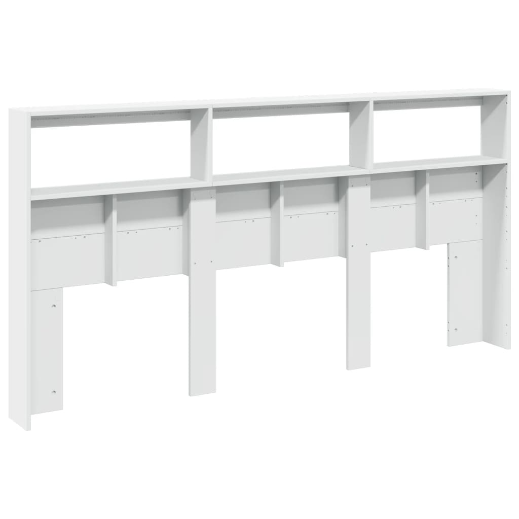 Headboard Cabinet with LED White 200x17x102 cm