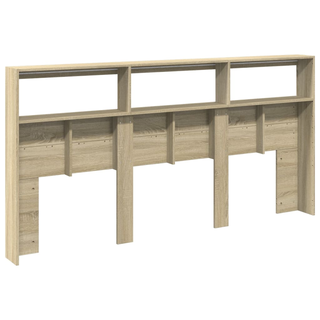 Headboard Cabinet with LED Sonoma Oak 200x17x102 cm