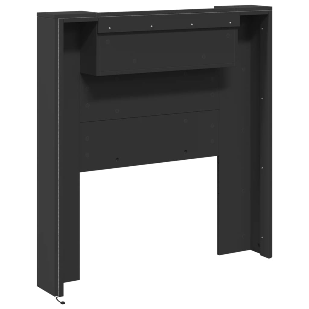 Headboard Cabinet with LED Black 100x16.5x103.5 cm