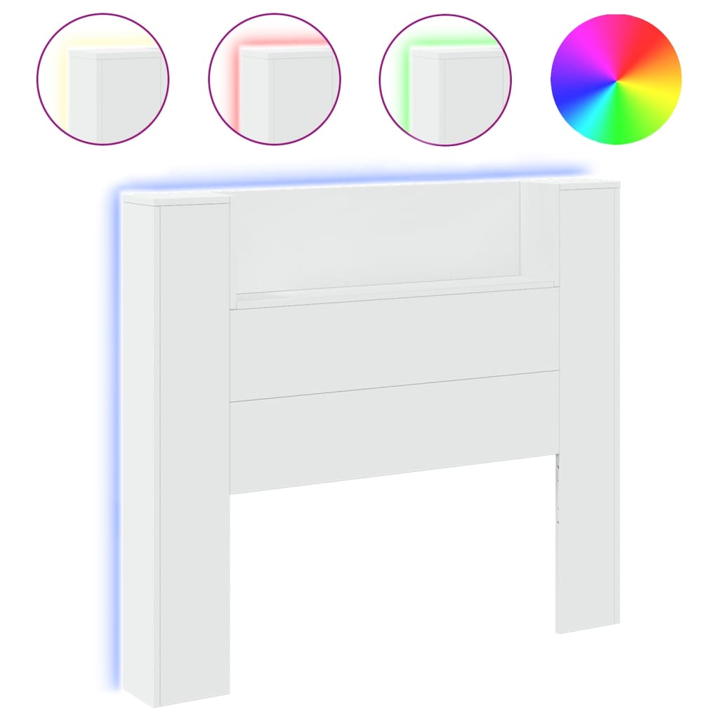 Headboard Cabinet with LED White 120x16.5x103.5 cm