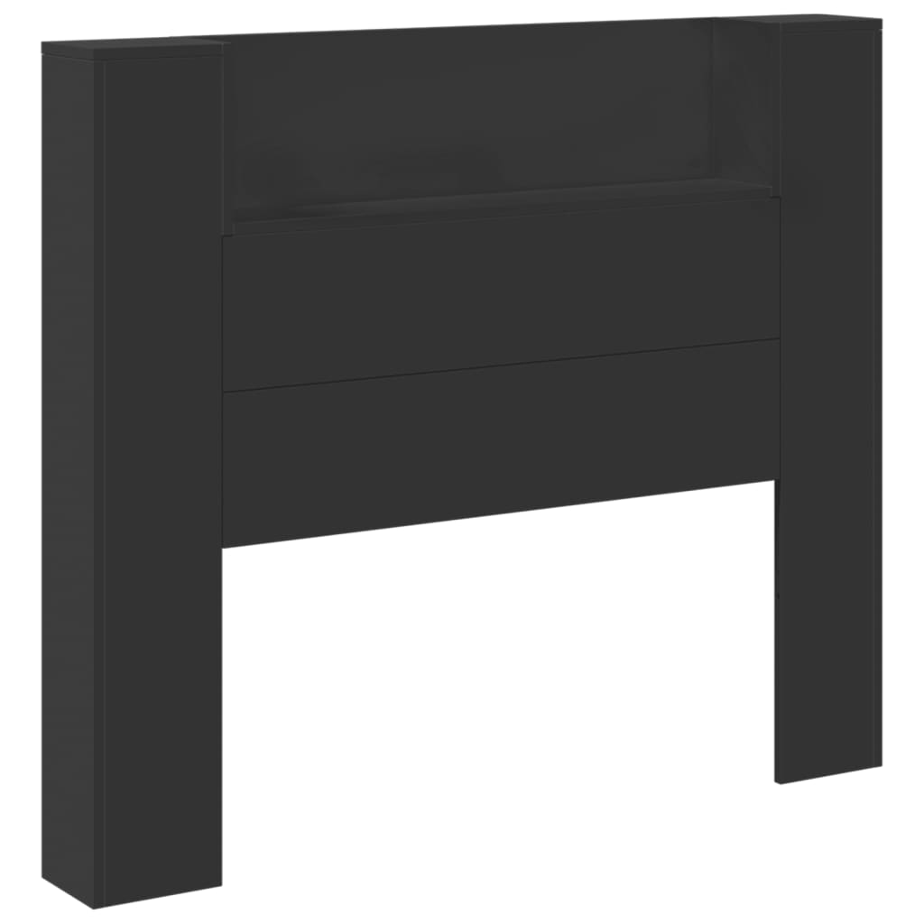 Headboard Cabinet with LED Black 120x16.5x103.5 cm