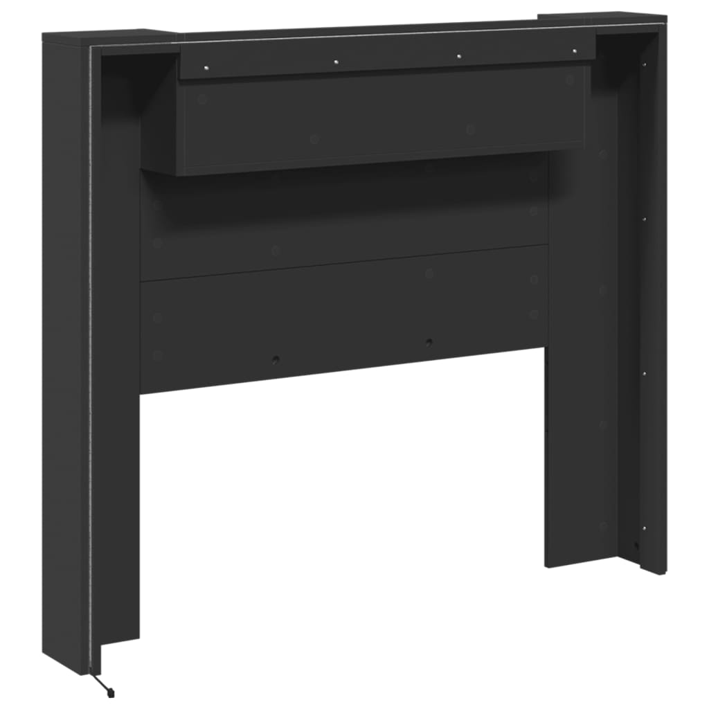 Headboard Cabinet with LED Black 120x16.5x103.5 cm