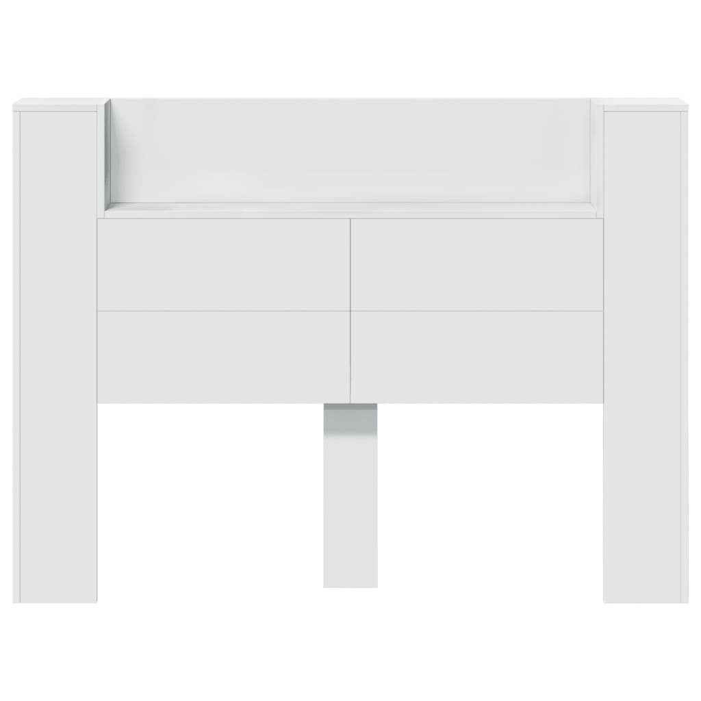 Headboard Cabinet with LED White 140x16.5x103.5 cm