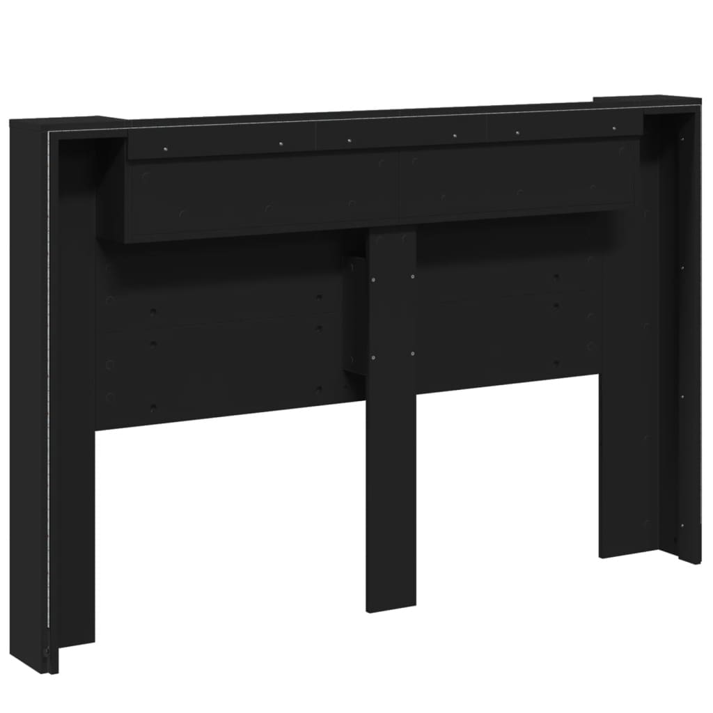 Headboard Cabinet with LED Black 160x16.5x103.5 cm