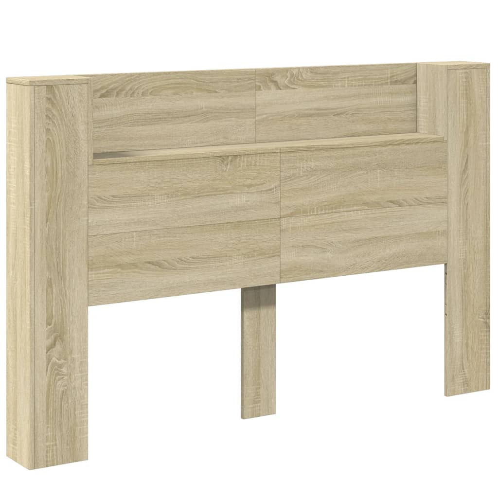 Headboard Cabinet with LED Sonoma Oak 160x16.5x103.5 cm