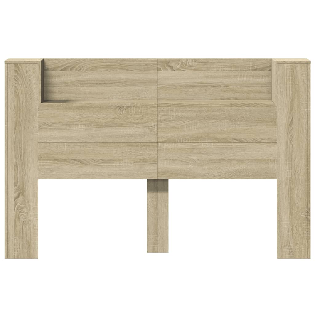 Headboard Cabinet with LED Sonoma Oak 160x16.5x103.5 cm