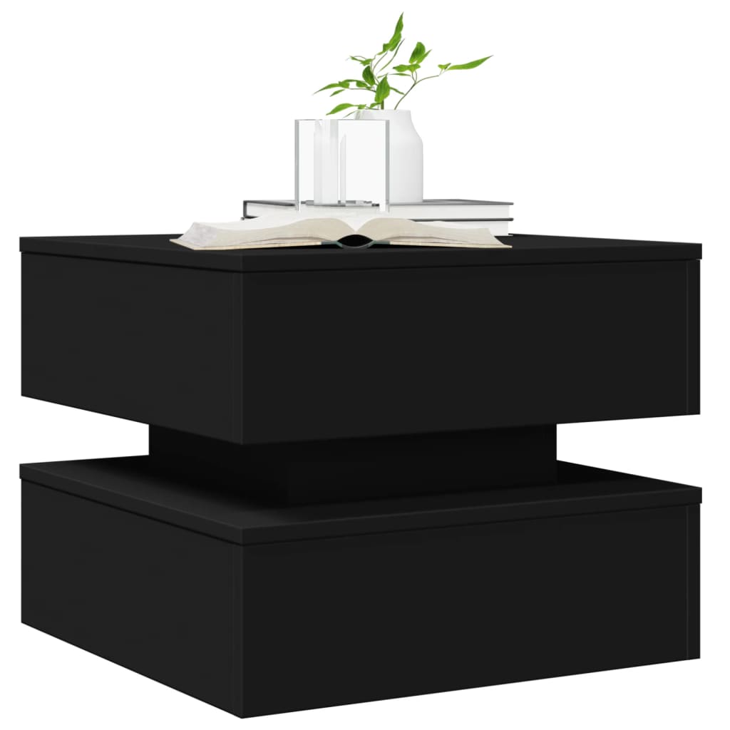 Coffee Table with LED Lights Black 50x50x40 cm