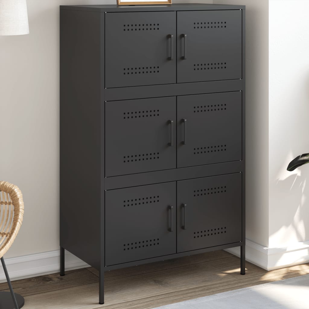 Highboard Black 68x39x113 cm Steel