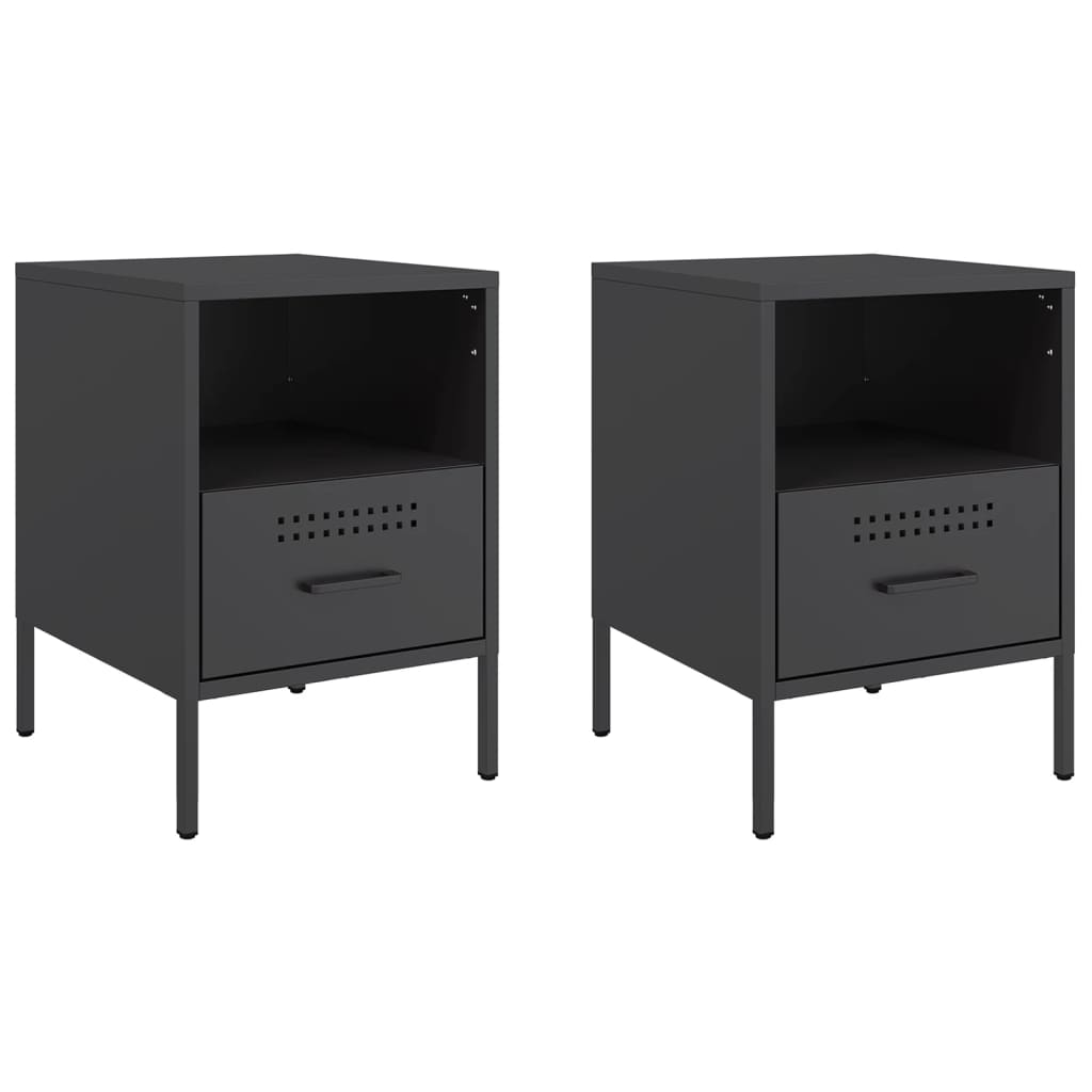 Bedside Cabinets 2 pcs Black 36x39x50.5 cm Cold-rolled Steel