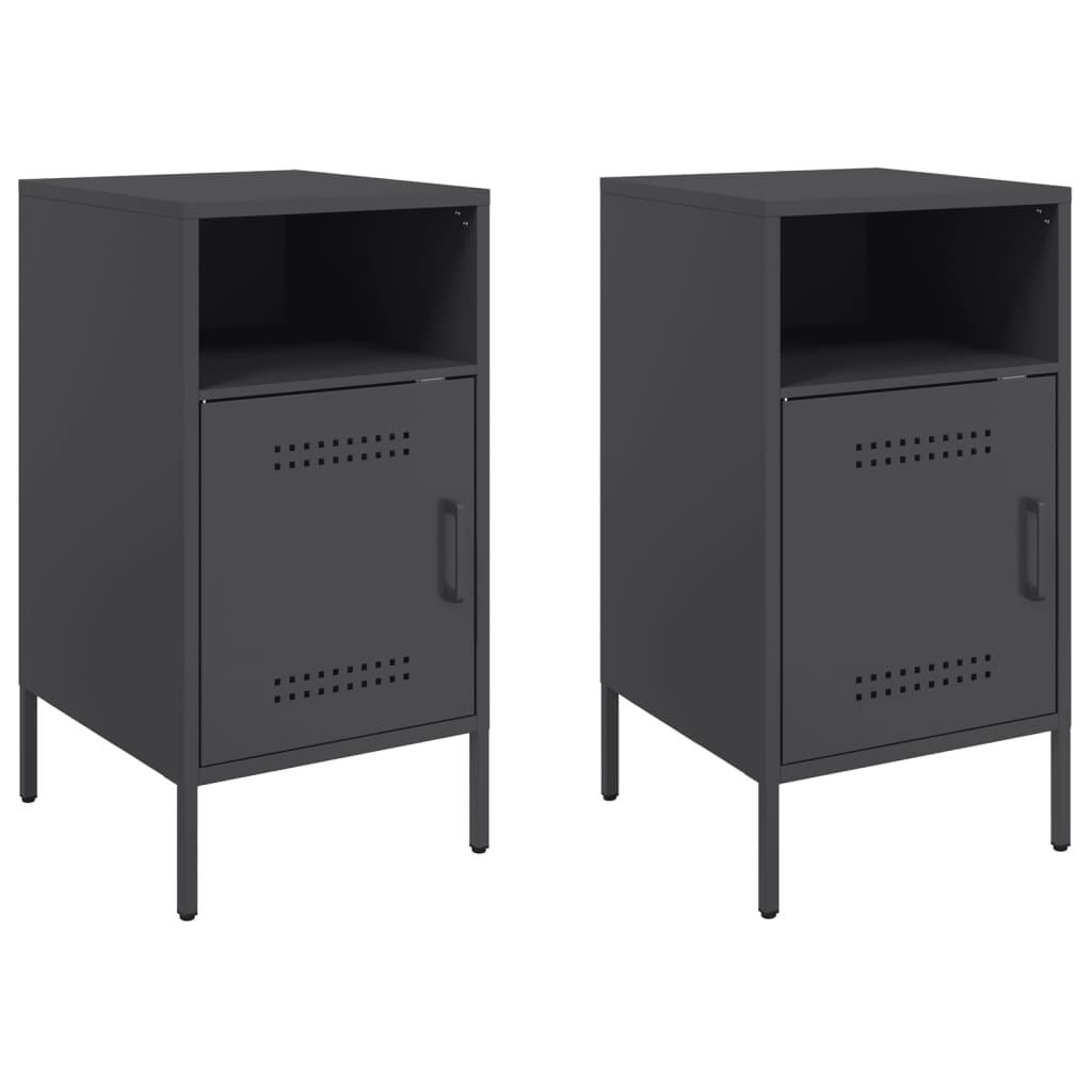 Bedside Cabinets 2 pcs Black 36x39x68 cm Cold-rolled Steel