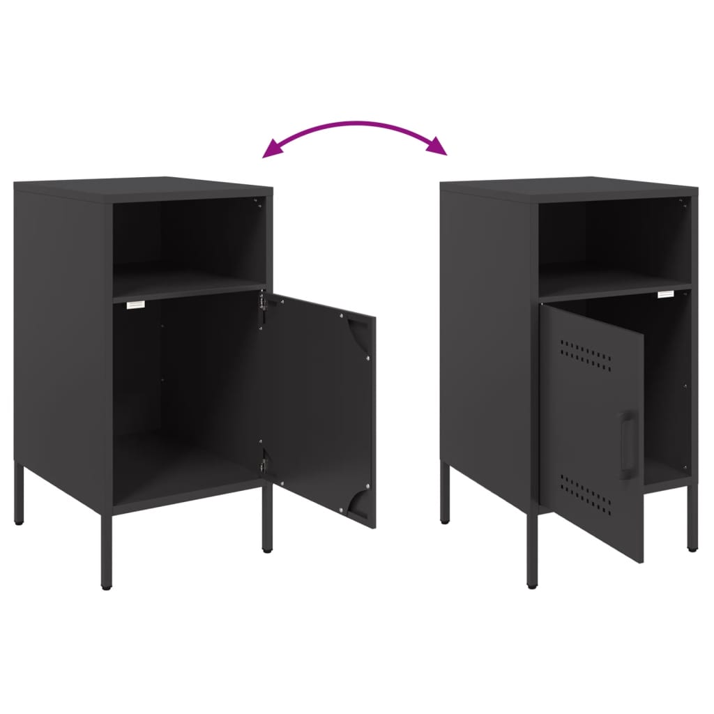 Bedside Cabinets 2 pcs Black 36x39x68 cm Cold-rolled Steel