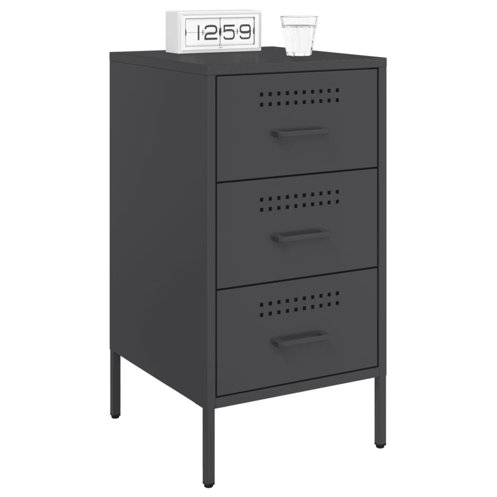 Bedside Cabinets 2 pcs Black 36x39x68 cm Cold-rolled Steel