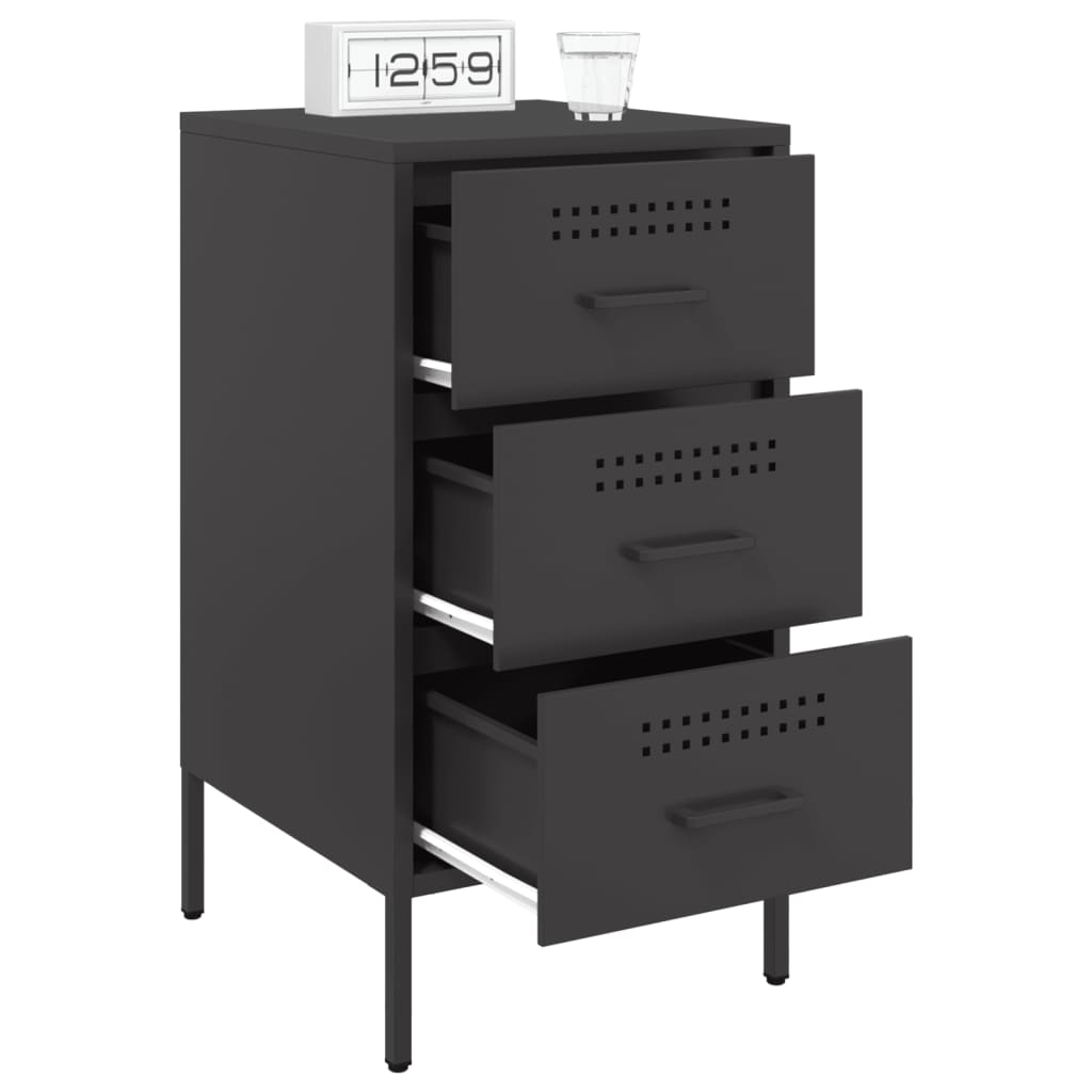 Bedside Cabinets 2 pcs Black 36x39x68 cm Cold-rolled Steel