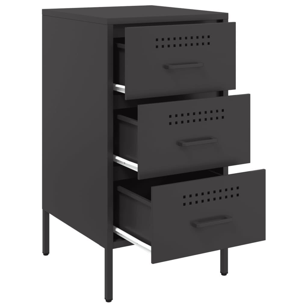 Bedside Cabinets 2 pcs Black 36x39x68 cm Cold-rolled Steel