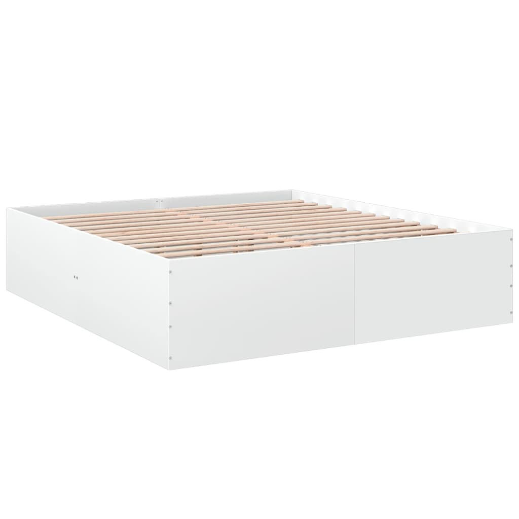 Bed Frame without Mattress White 183x203 cm King