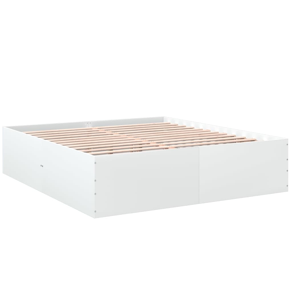 Bed Frame without Mattress White 183x203 cm King