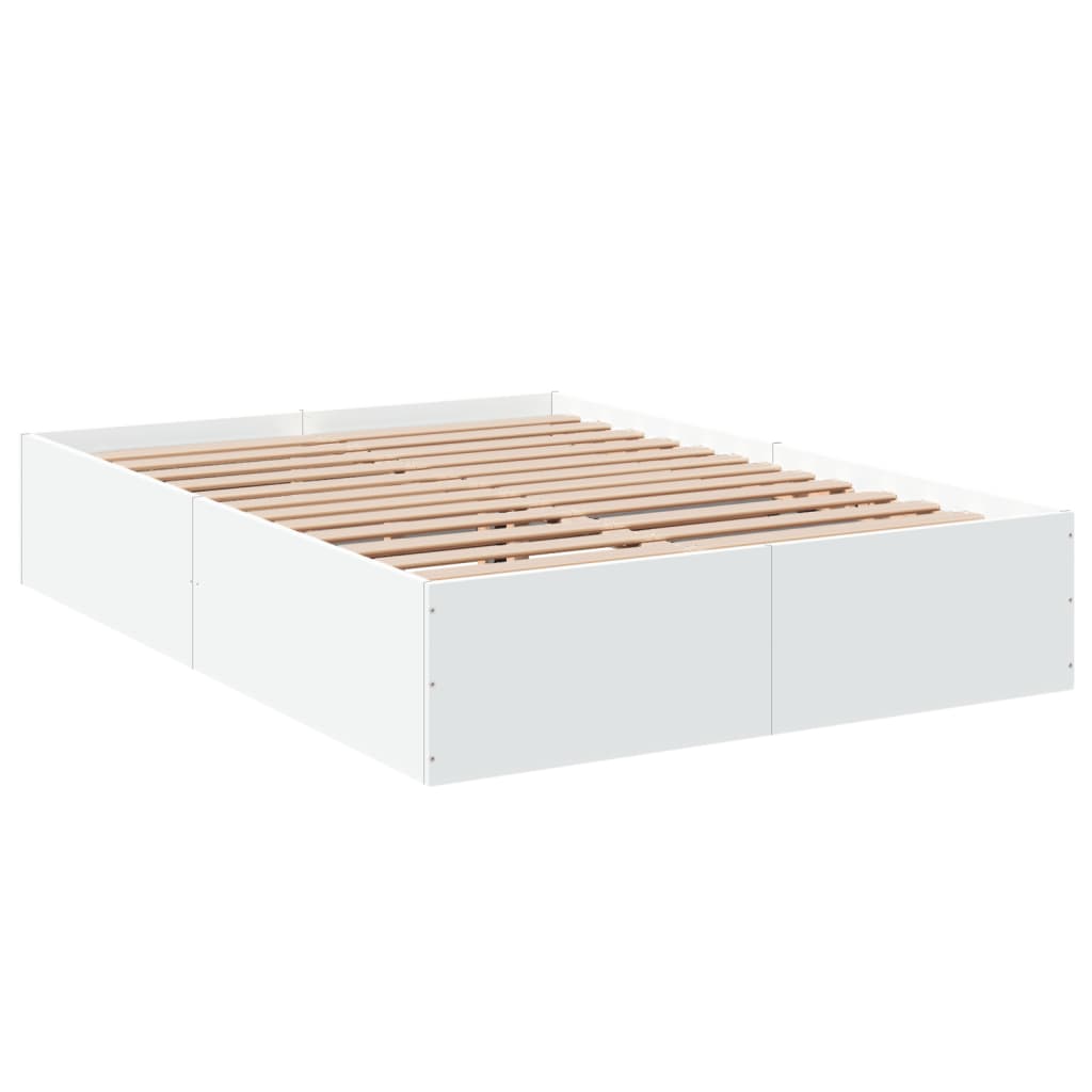 Bed Frame White 135x190 cm Engineered Wood