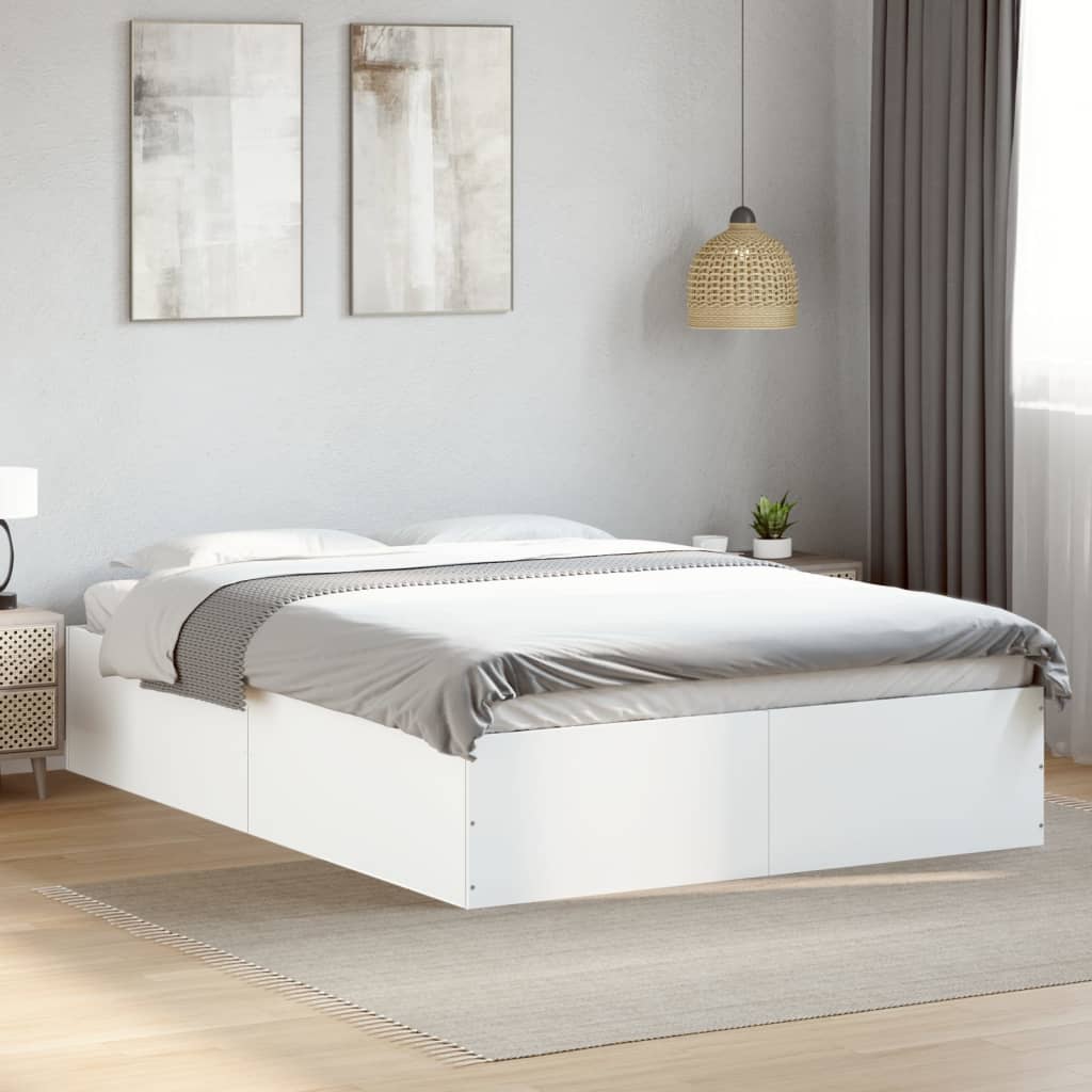 Bed Frame White 135x190 cm Engineered Wood