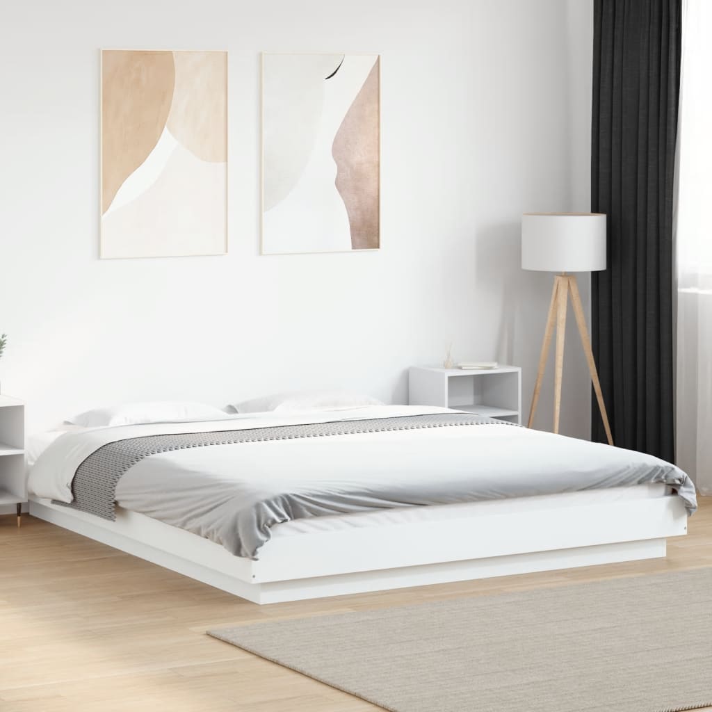 Bed Frame White 150x200 cm Engineered Wood