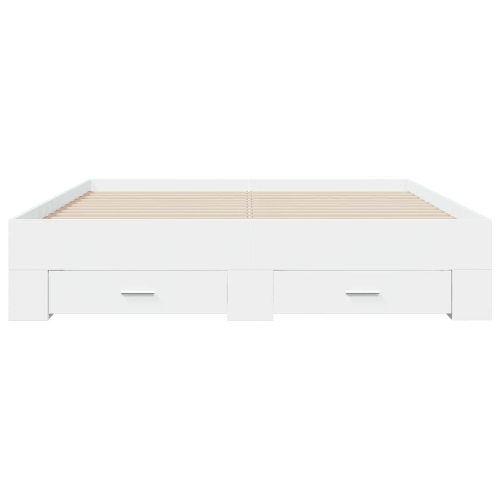 Bed Frame with Drawers White 150x200 cm Engineered Wood