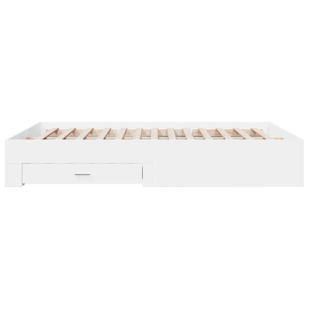 Bed Frame with Drawers White 150x200 cm Engineered Wood