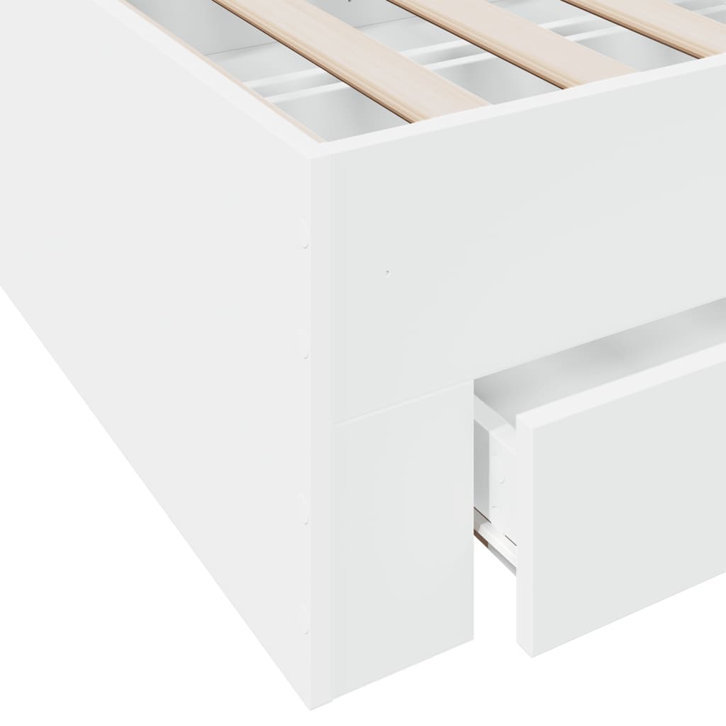 Bed Frame with Drawers White 150x200 cm Engineered Wood