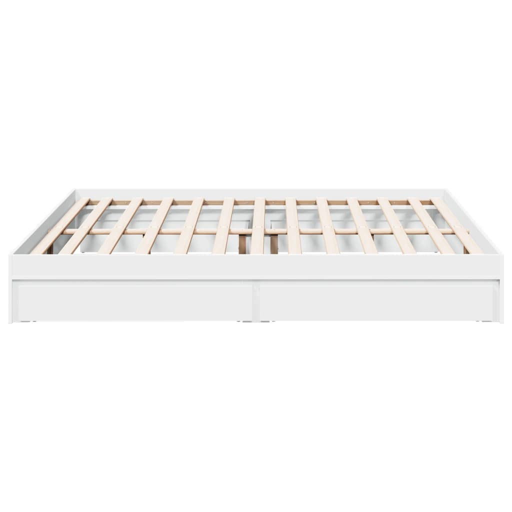 Bed Frame with Drawers White 183x203 cm King Size Engineered Wood