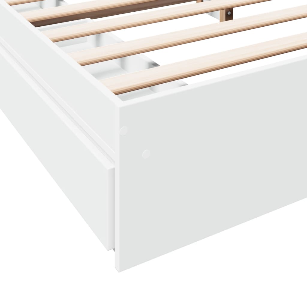 Bed Frame with Drawers White 183x203 cm King Size Engineered Wood