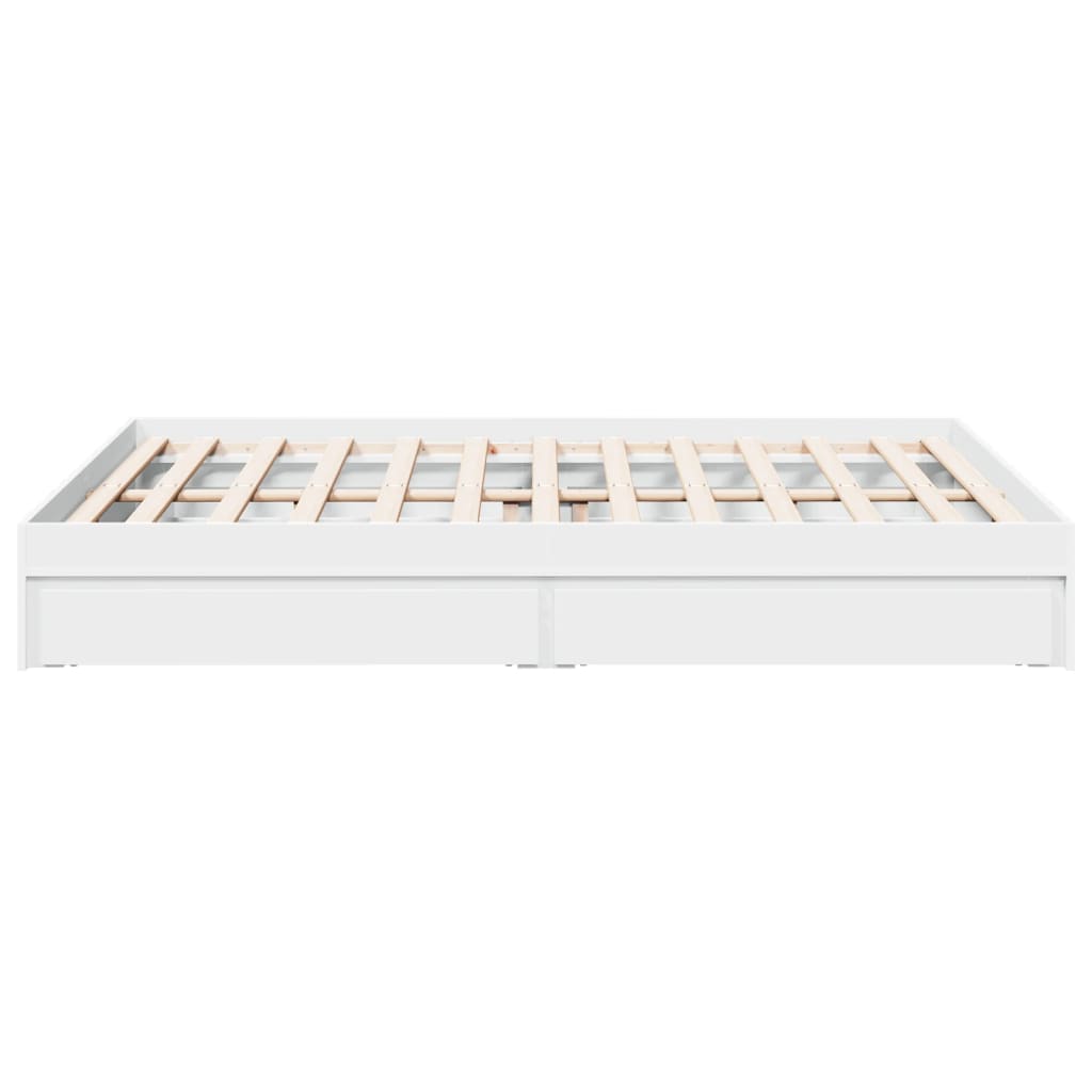 Bed Frame with Drawers White 150x200 cm Engineered Wood