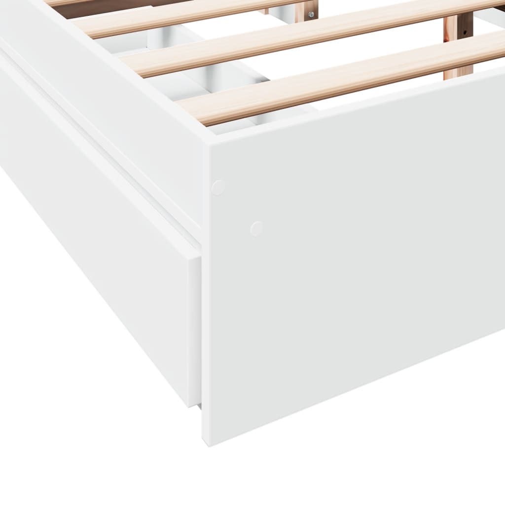 Bed Frame with Drawers White 150x200 cm Engineered Wood