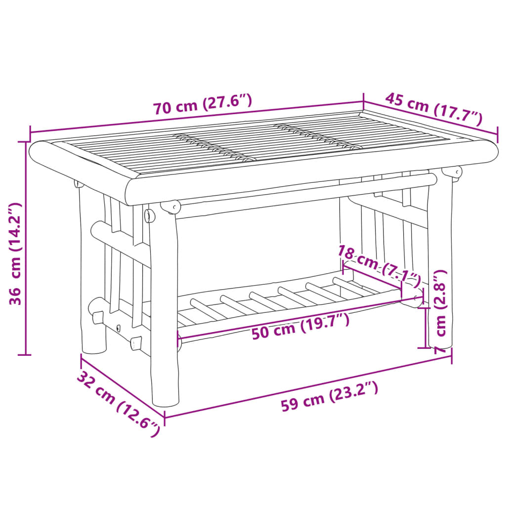 Coffee Table 70x45x36 cm Bamboo