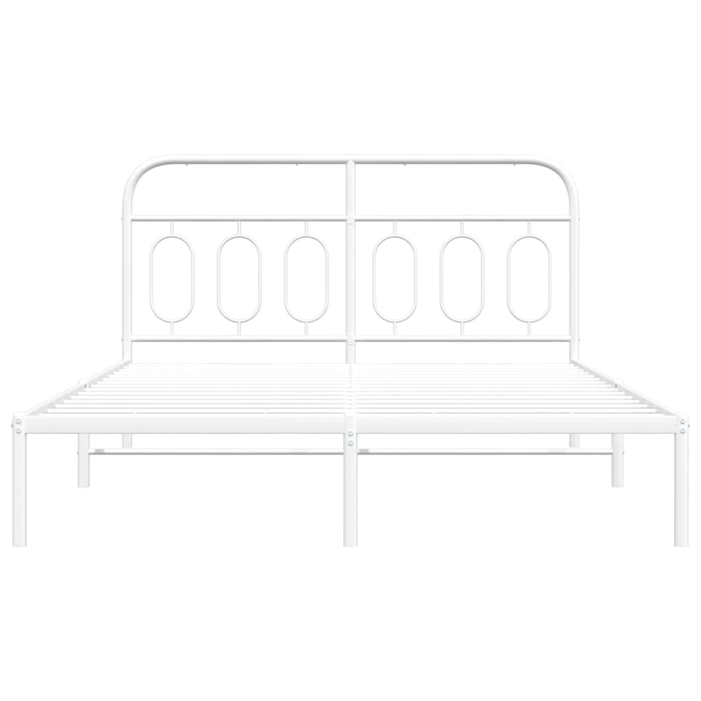 Metal Bed Frame without Mattress with Headboard White 135x190 cm